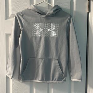 Boys UNDER ARMOUR Coldgear Hoodie Sweatshirt, Light Gray Loose Fit, Youth Medium